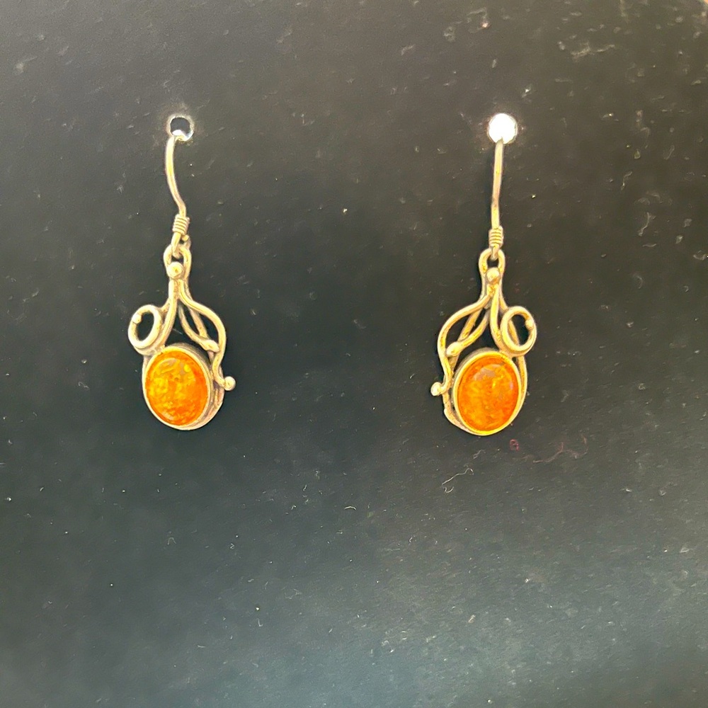 Silver and Amber earrings